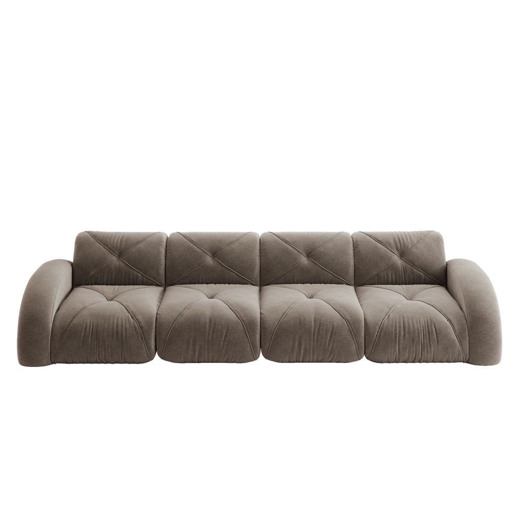 Divano 4 Posti Modulare ¨C Xylo ¨C Tessuto Chenille, Marrone, Senza Montaggio