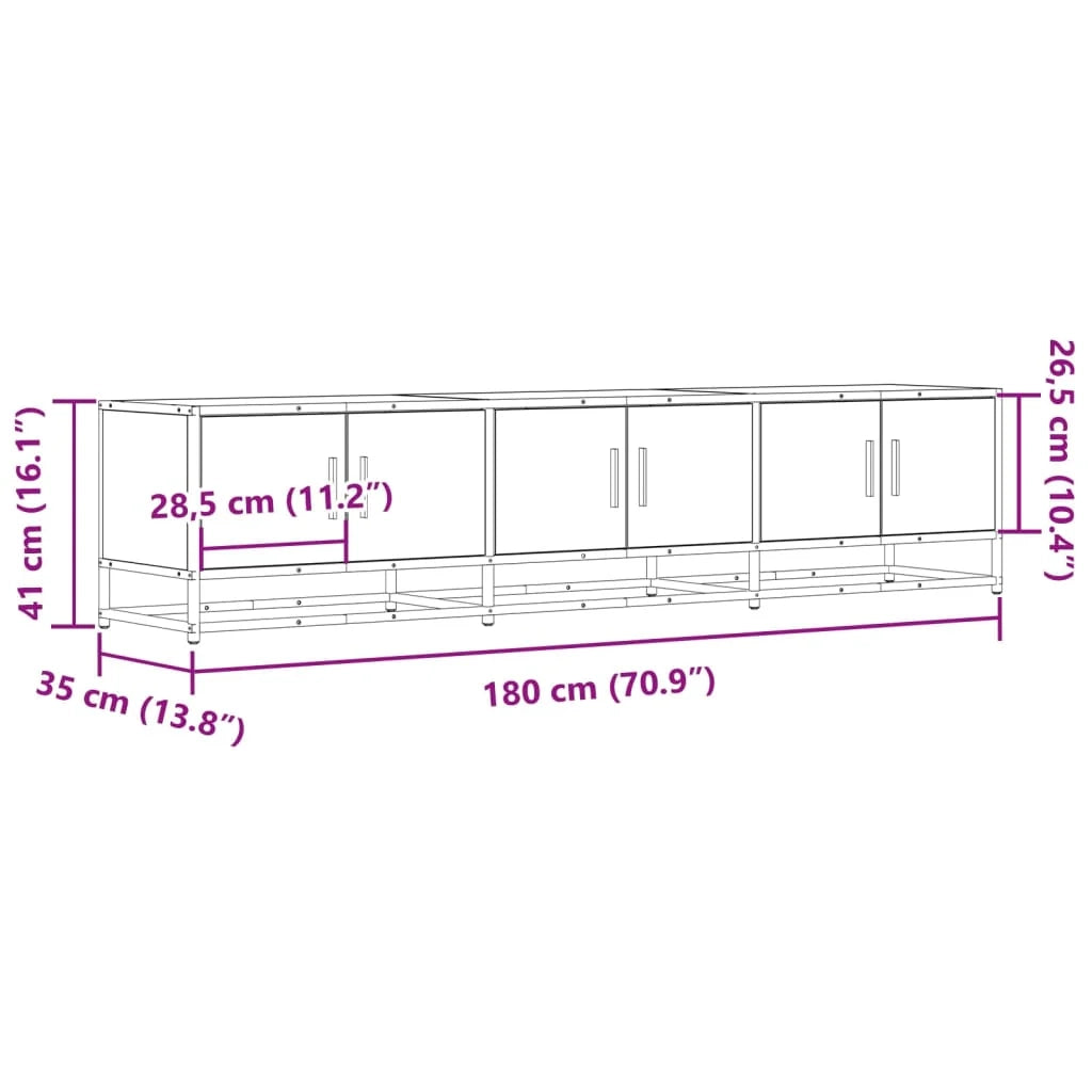 Mobile TV multimediale mensola TV credenza mobile TV sala da pranzo soggiorno camera da letto rovere Sonoma 180 x 35 x 41 cm legno ingegnerizzato marrone 02_0027512