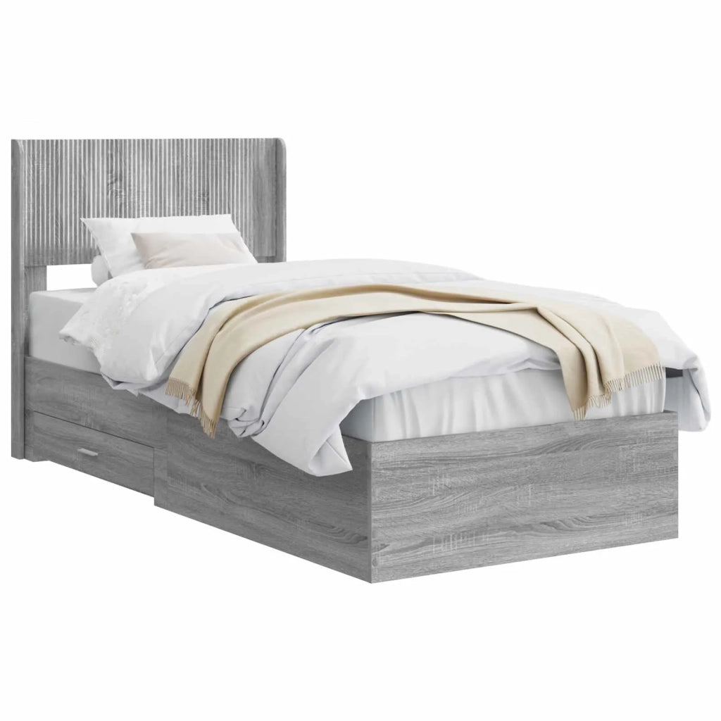 Struttura del letto con stoccaggio e testata Sonoma grigio 3414520