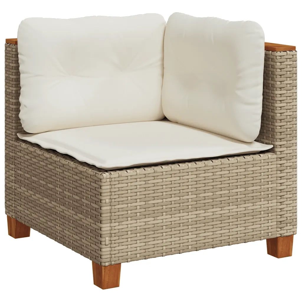 Set Divano da Giardino 10 pz con Cuscini Beige in Polyrattan 3262045