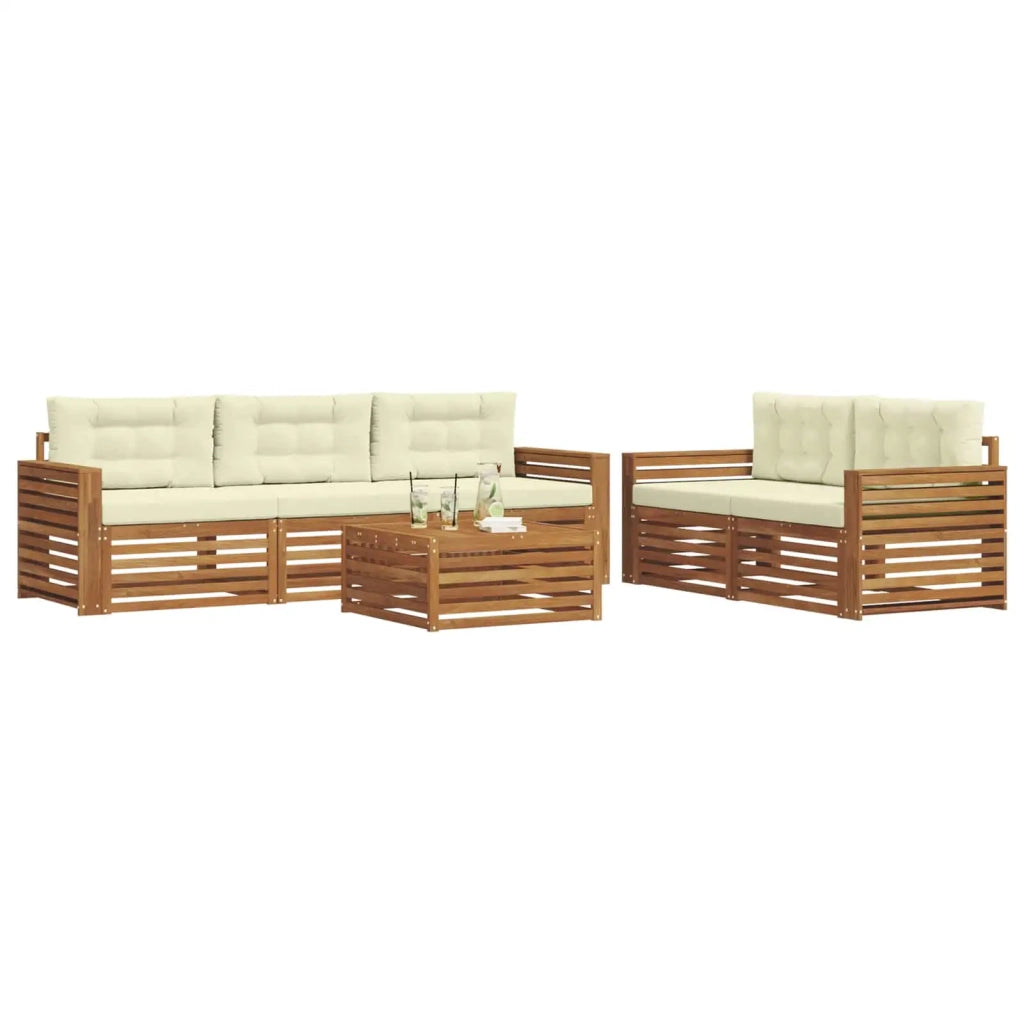 Set di divani da esterno con cuscino 6 pcs Naturale e Crema 3373025