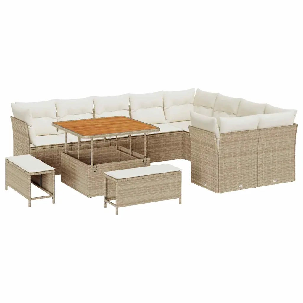 Set Divano da Giardino 12 pcs Beige polyrattan 3361516