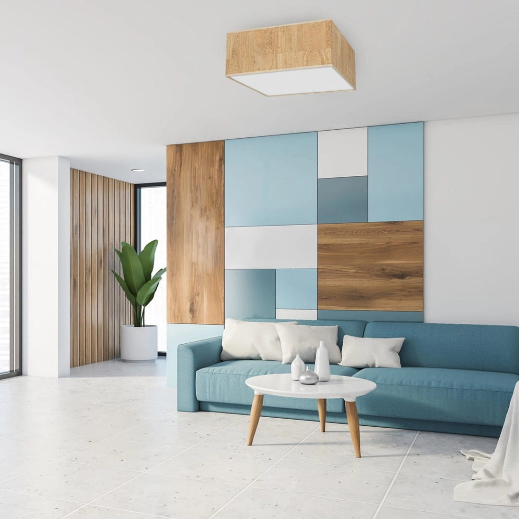 Plafoniera quadrata Milagro CORK 3xE27 sughero 50cm
