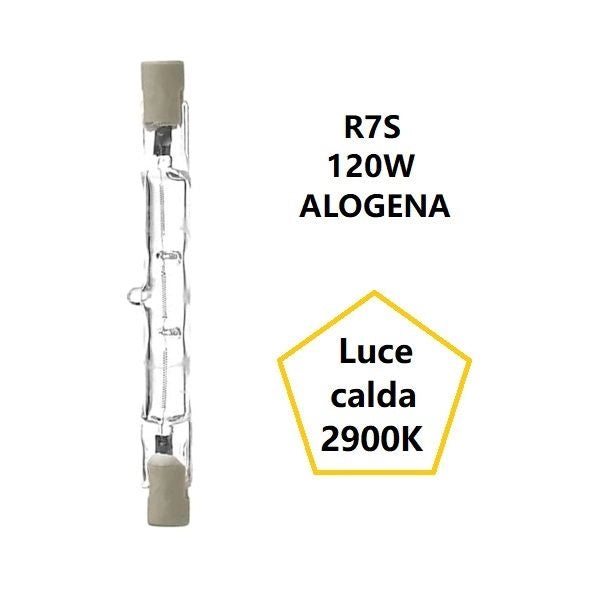 R7S LAMPADINA LINEARE ALOGENA 120W LUCE CALDA 2900K 2250 LUMEN 79 MM BOT