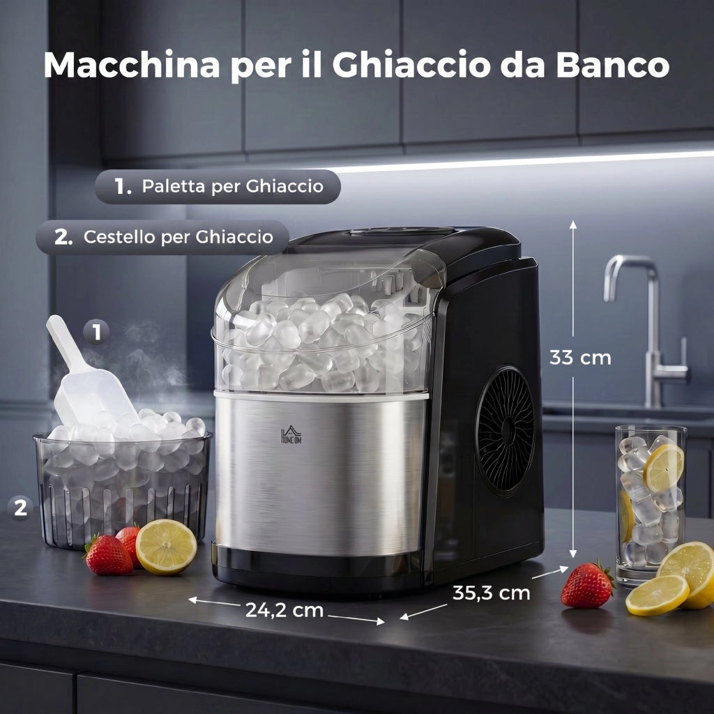 Macchina del Ghiaccio ¨C Minimal ¨C Nera 24.2x35.3x33 cm