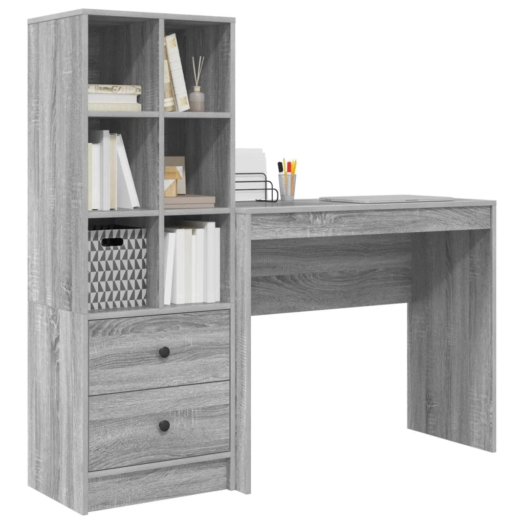 Scrivania con cassetto con lo scaffale 2 pcs Grigio Sonoma 3337326