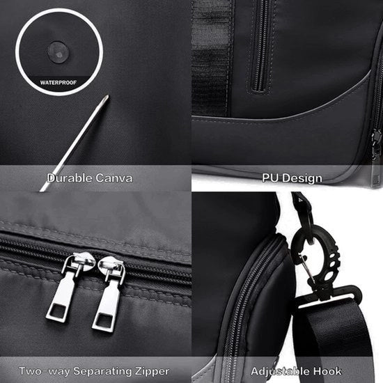 Borsa da Palestra - 47 x 25 x 22 cm - Sport Borsa - Borsa per Spalle - Impermeabile e Resistente - Con Tasca per Scarpe - Adatta per Uomo e Donna Nuoto Sport Viaggi Borsa da Palestra (nero)