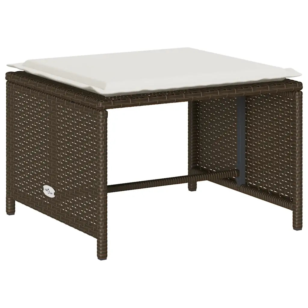 Set Divano da Giardino 5 pz | Set Salotto da Giardino con Cuscini Marrone in Polyrattan