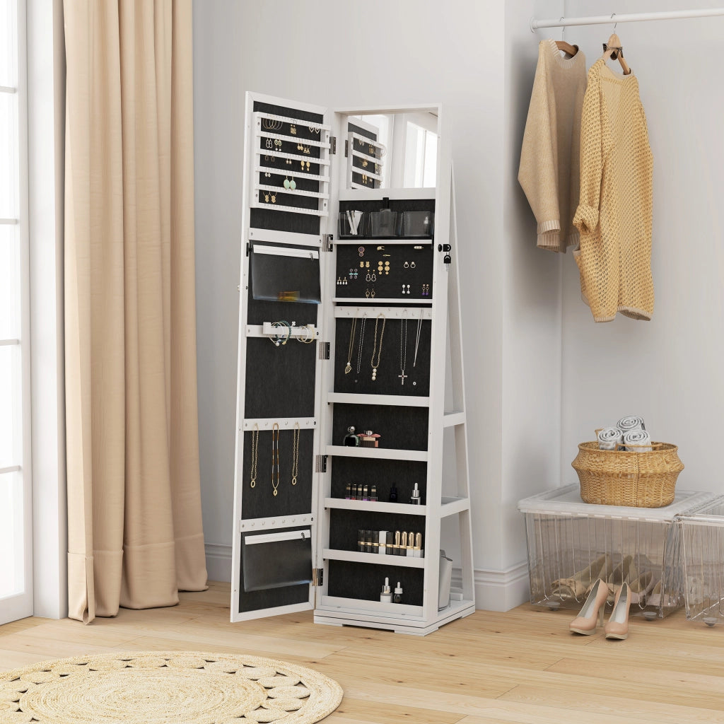 Armadio per gioielli con specchio ¨C Minimal ¨C in legno bianco