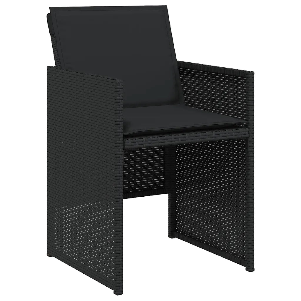 Set da Pranzo da Giardino 13pz con Cuscini Nero in Polyrattan 3277806