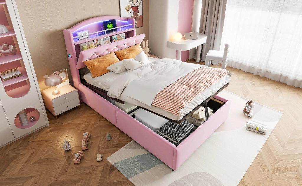 letto imbottito tessuto rosa 90 x 200 cm