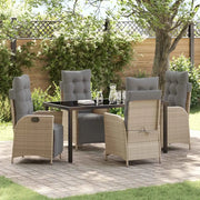 Set da Pranzo per Giardino con cuscino 5 pcs Beige polyrattan