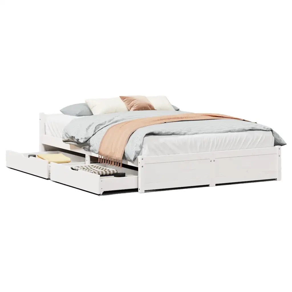 Letto senza Materasso-Struttura Letto Bianco 120x200 cm Legno Massello di Pino 886344