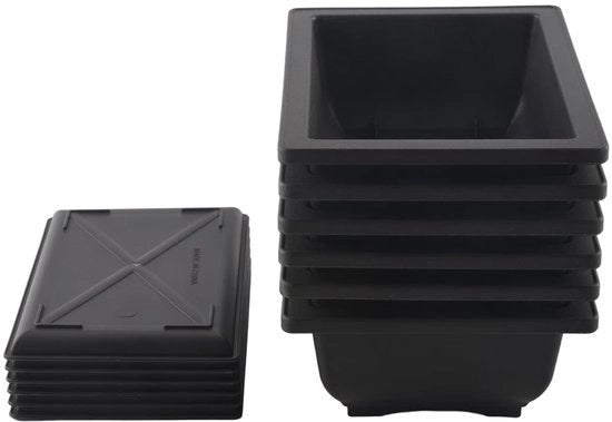 Set di 6 vasi per bonsai - vasi in plastica quadrati - con rete integrata