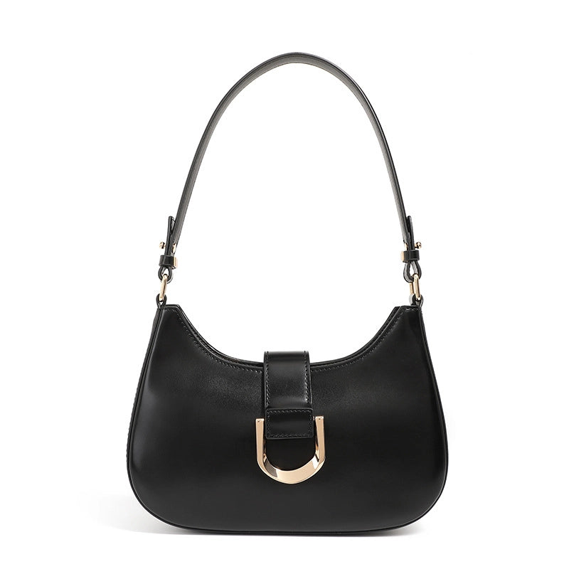 Borsa a tracolla da donna in vera pelle nera