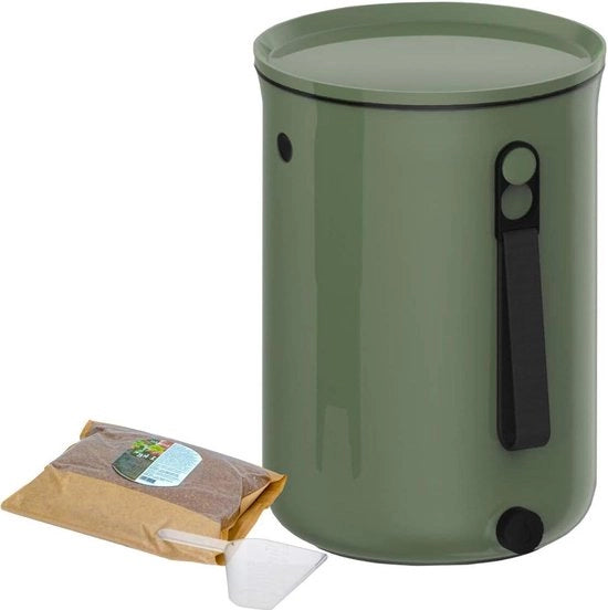 Organko 2 (96 litri) Contenitore biologico per rifiuti di cucina in plastica riciclata kit di partenza per rifiuti di cucina e compostaggio + 1 kg Attivatore di lieviti (olio di oliva)