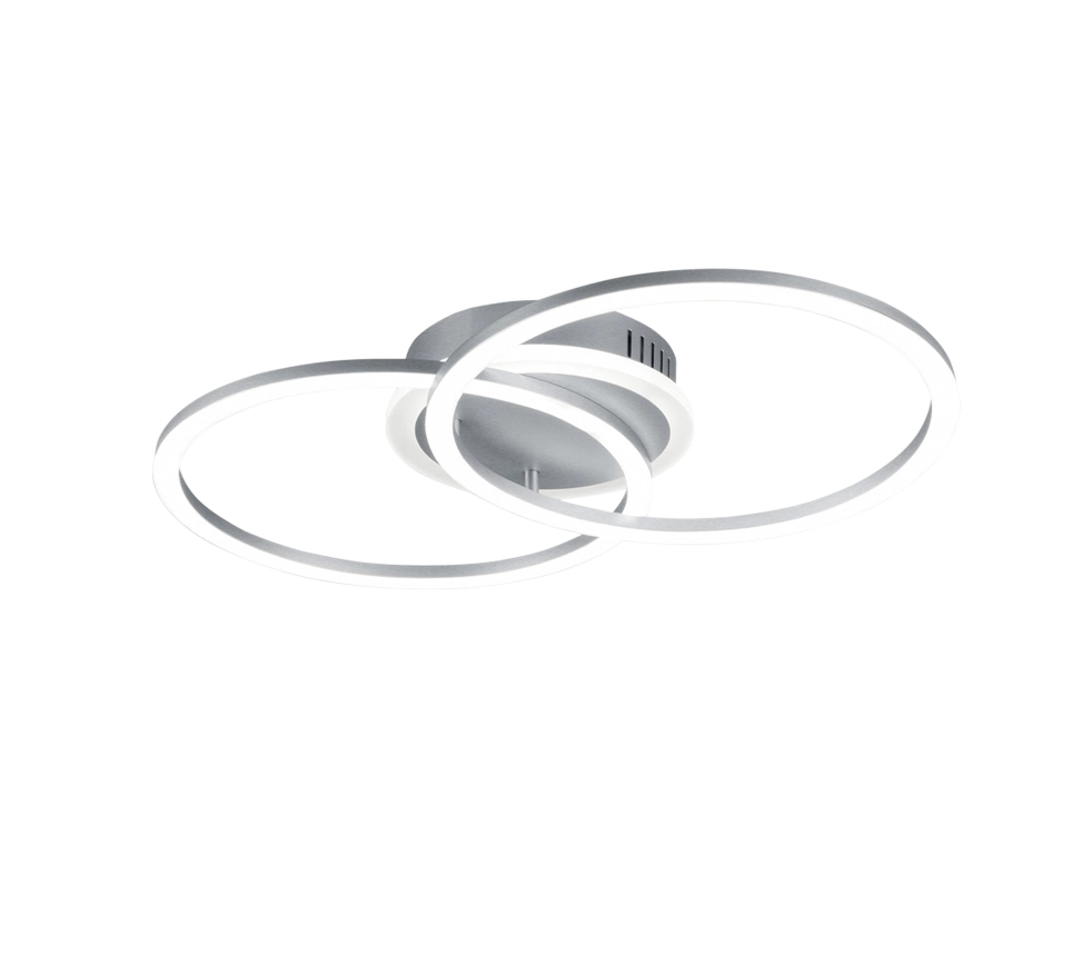 Plafoniera LED doppio cerchio, metallo, alluminio, L 50 cm, Venida