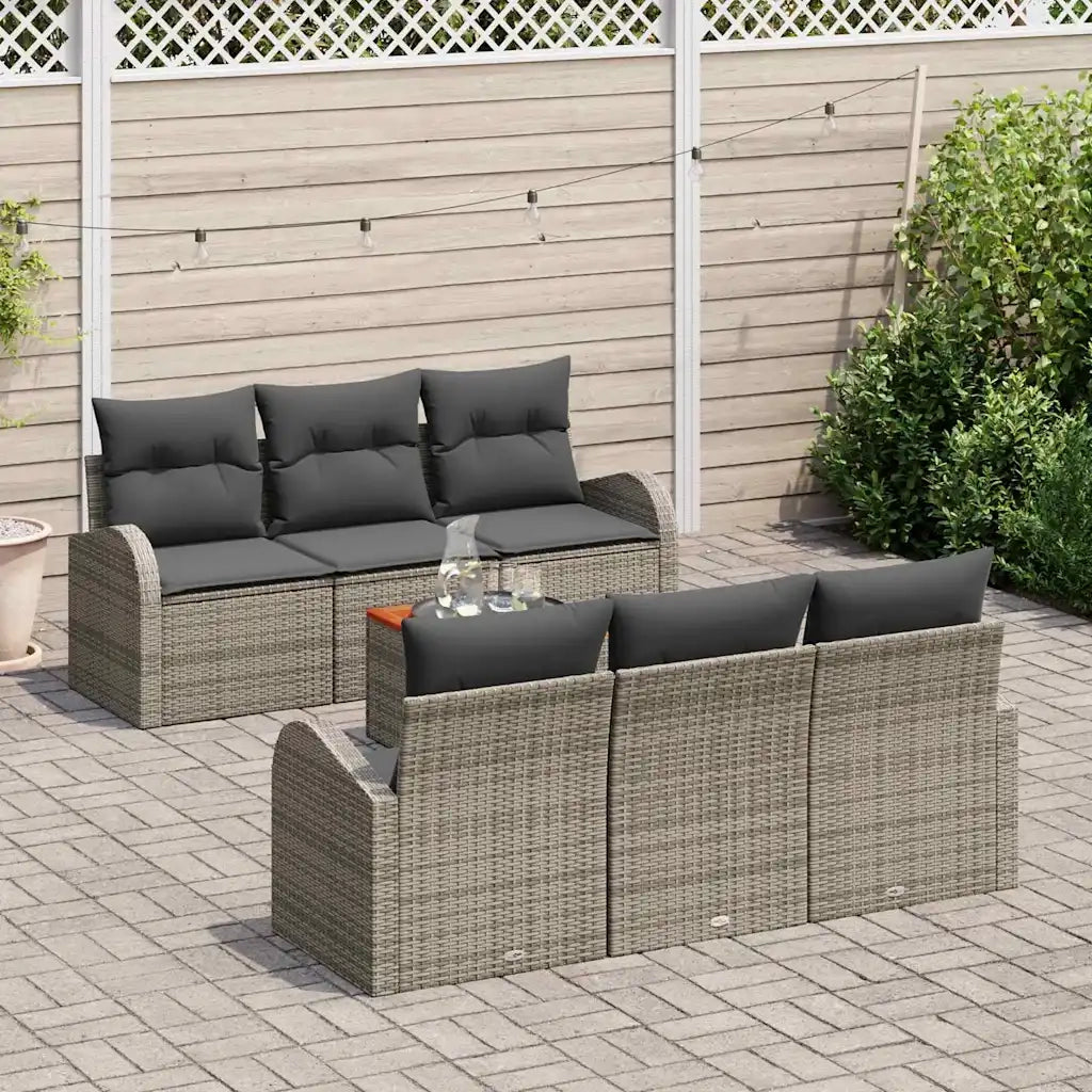 Set Divano da Giardino con cuscino 7 pcs Grigio polyrattan 3347524
