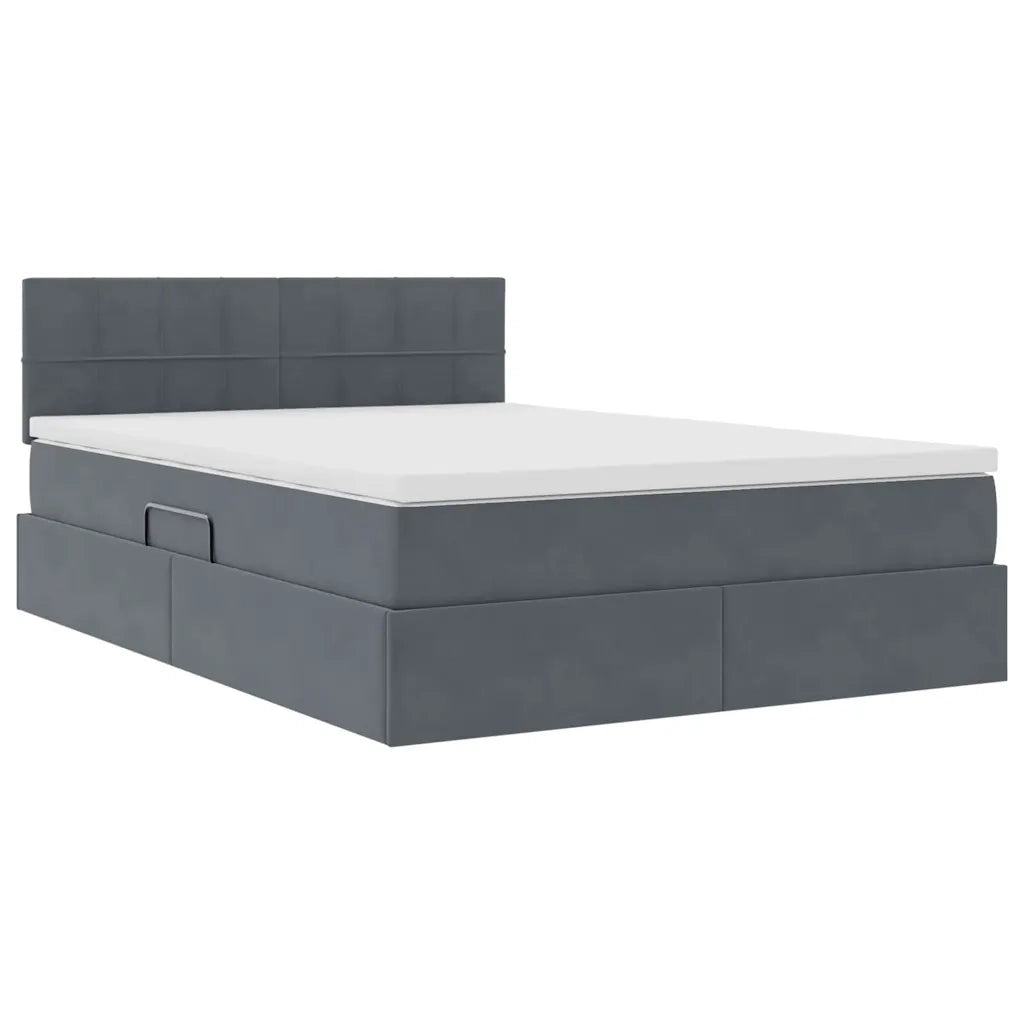 Letto con Contenitore Grigio scuro 140 x 200 cm Velluto