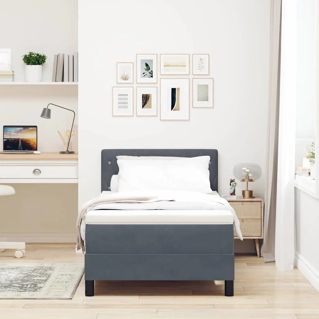Letto a molle con materasso Grigio scuro 100 x 200 cm Velluto 3339087