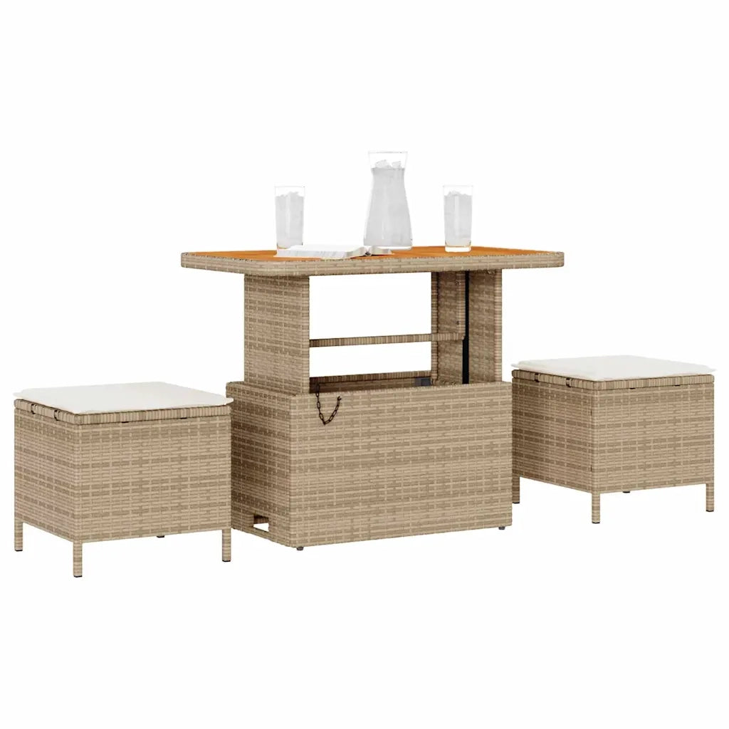 Set da Pranzo per Giardino Beige polyrattan 42007918