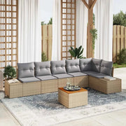 Set Divano da Giardino con cuscino 7 pcs Beige polyrattan 3347966