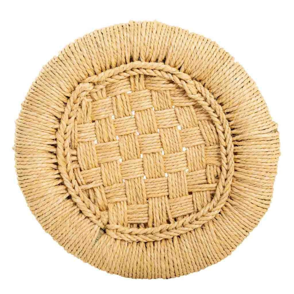 Set di 2 poltrone e sgabello in bambù e corda marrone