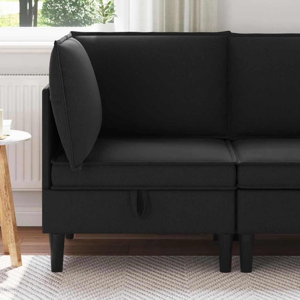 Divano Angolare con Storage Nero Velluto 42027093