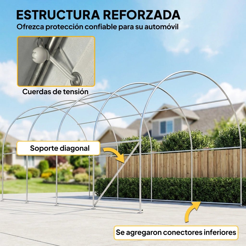 Garage Esterno per Auto 3x6 m ¨C Minimal ¨C Bianco Metallo Resina