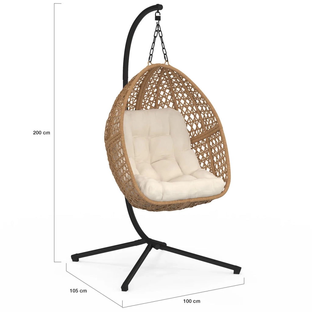 IDMarket - Poltrona moon traforata in rattan con cuscino ecrù
