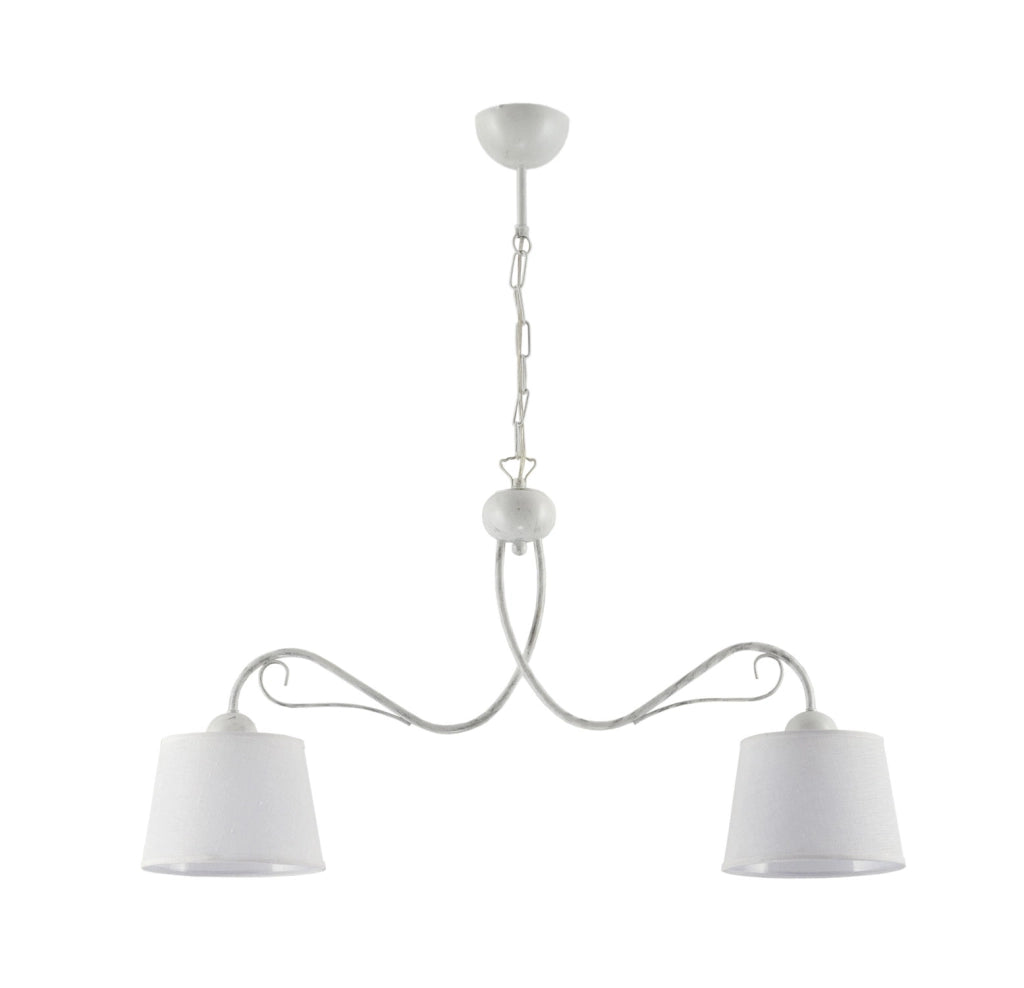 Lampada sospensione retro bianca doppia 2xE27 Jupiter Kamelia