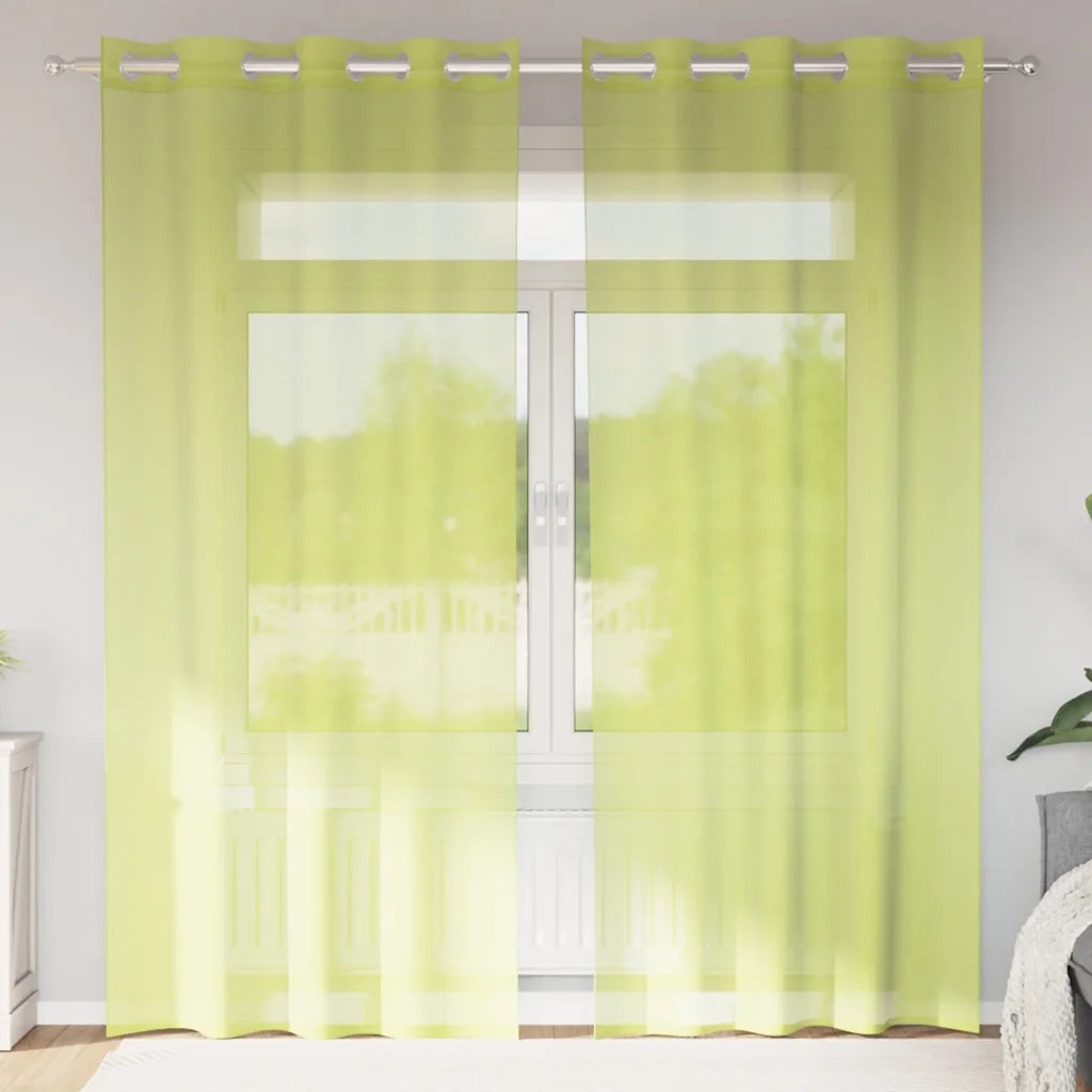 Tende in Voile con Occhielli 2 pz Verde Mela 140x225 cm