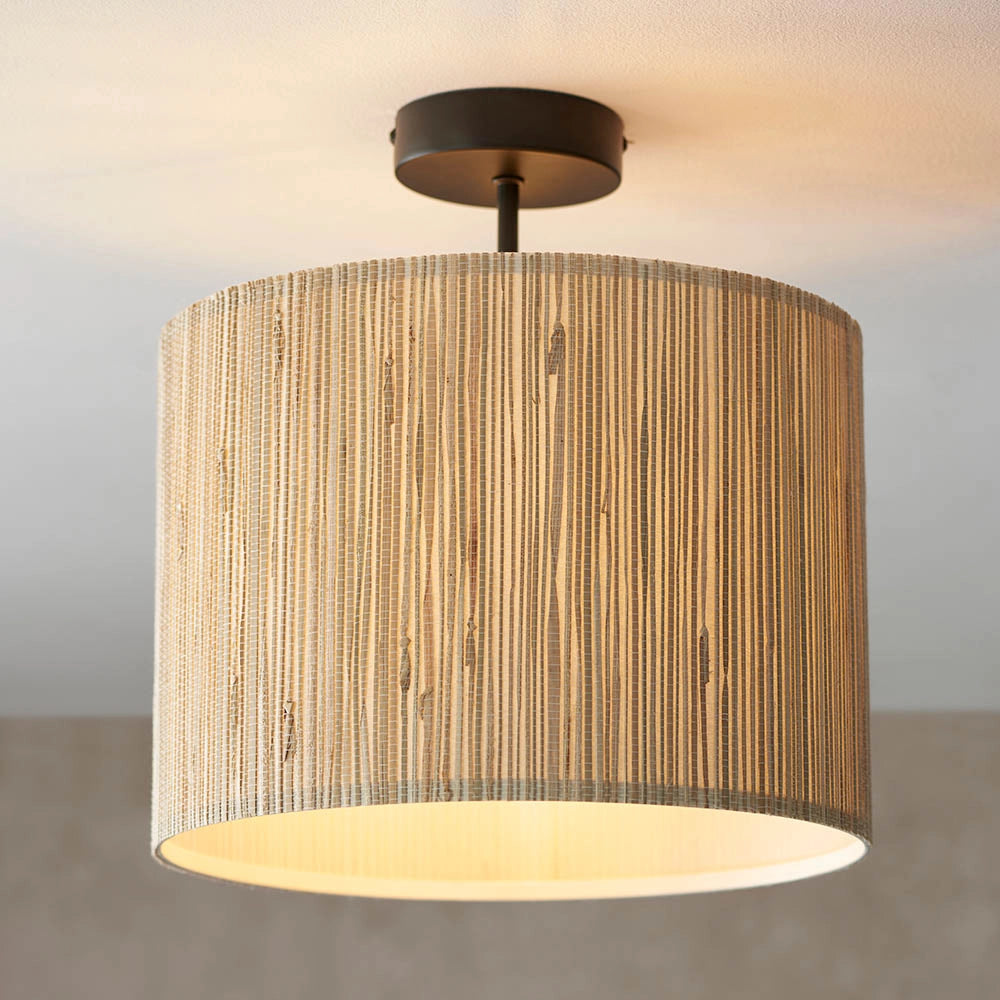 Plafoniera rotonda nordica erba marina beige E27 Endon