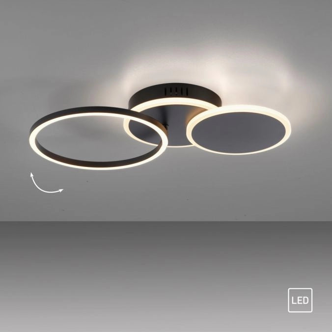 Plafoniera LED Leuchten Direkt Sevent nera 25,5W 3000K