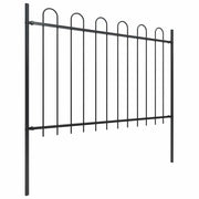 Recinzione da Giardino | Recinzione da cortile con Parte Superiore ad Anello in Acciaio 537x120 cm Nera