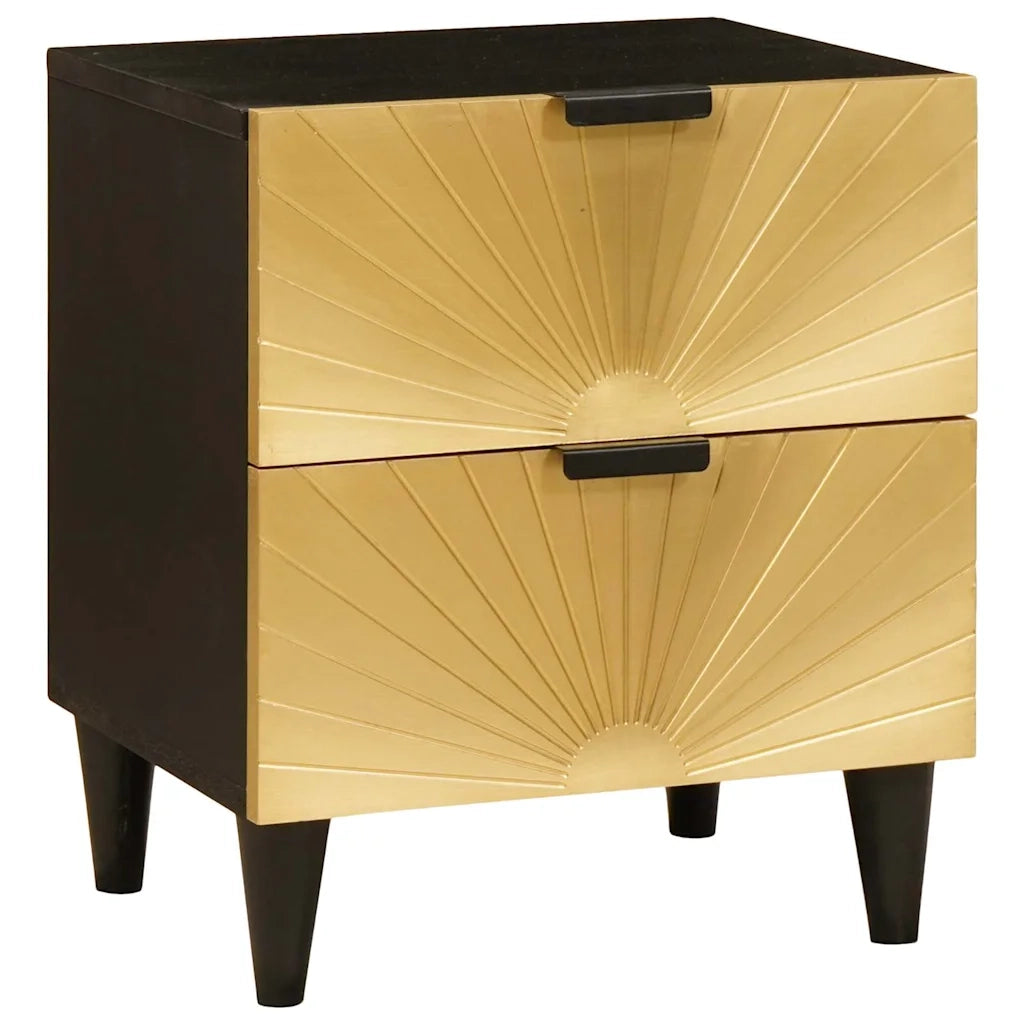 Set di 2 Comodini | Armadio da Notte | Mobiletto da notte Nero e Oro 40 x 33 x 46 cm