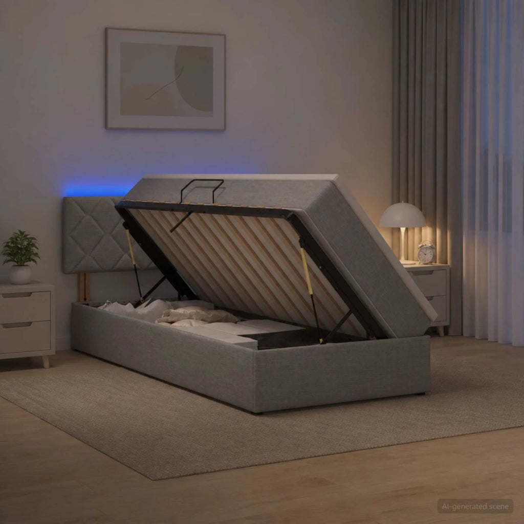 Letto con contenitore LED e materasso Grigio Chiaro 3459105