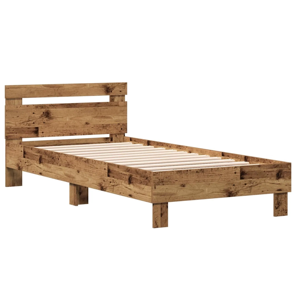 Struttura letto con testata-Giroletto Legno antico 80 x 200 cm 859878