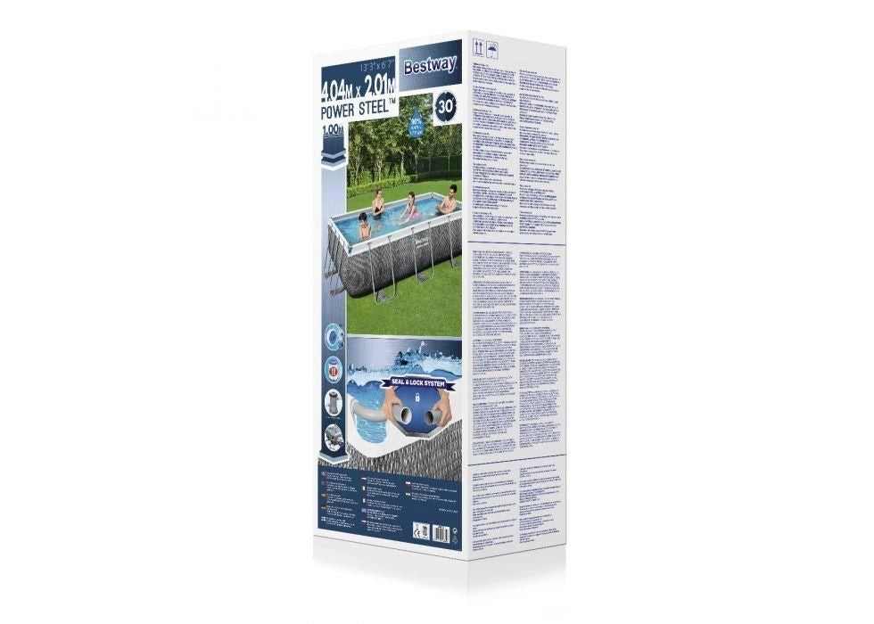 Bestway Power Steel Set piscina fuori terra 4.04 x 2.01 x 1 m Rattan grigio