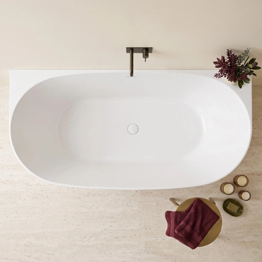 Vasca Bagno A Parete Rea Eris 170cm Copritappo nero