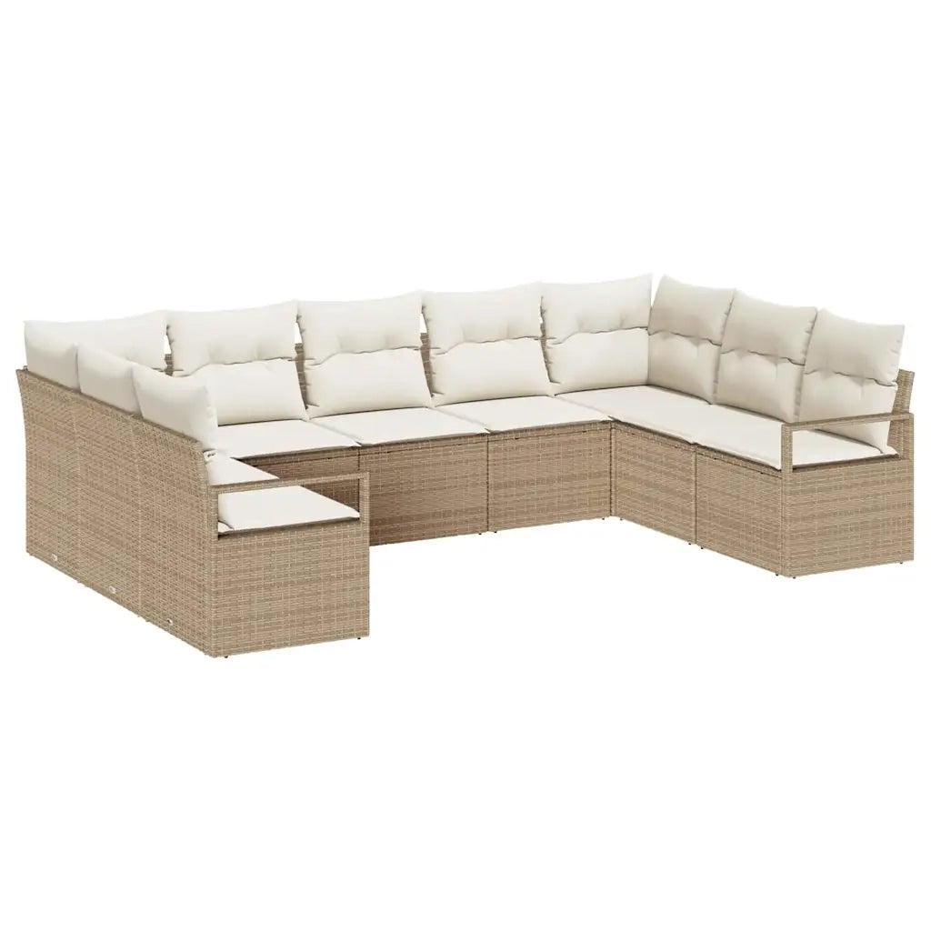 Set Divano da Giardino 9 pcs Beige e Bianco polyrattan