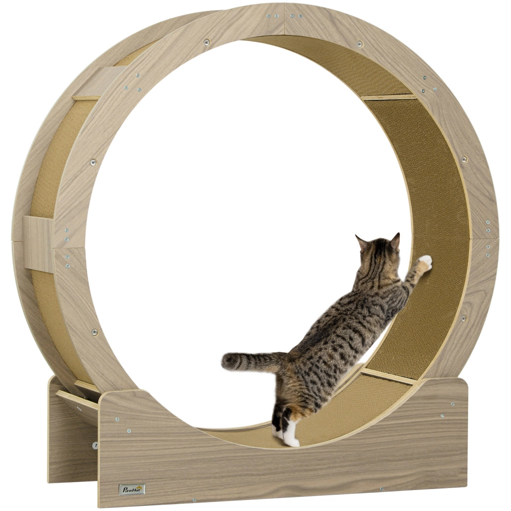 Ruota da corsa per gatti ¨C Xylo ¨C Con freno di sicurezza e tappetino tiragraffi rimovibile 91 cm marrone