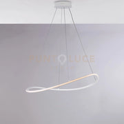 Sospensione in metallo e alluminio laccato bianco con led integrato CCT + telecomando e cavi elettrici regolabili