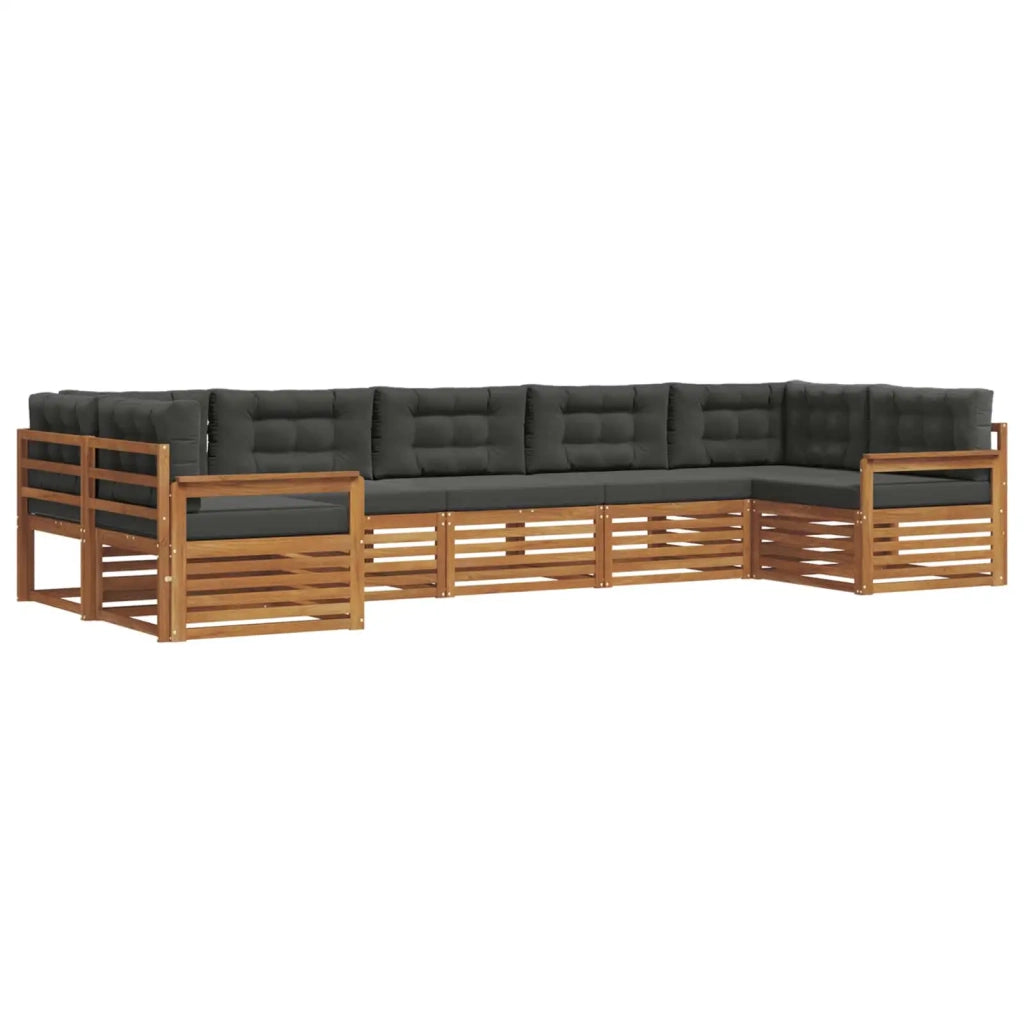 Set di divani da esterno con cuscino 7 pcs Naturale e Antracite 3374047