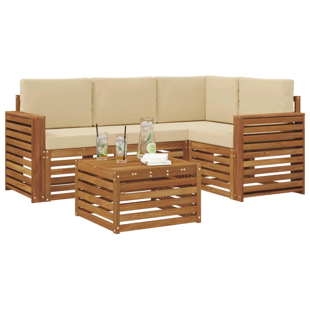 Set di divani da esterno 5 pz Naturale e Beige Poliestere 3374778