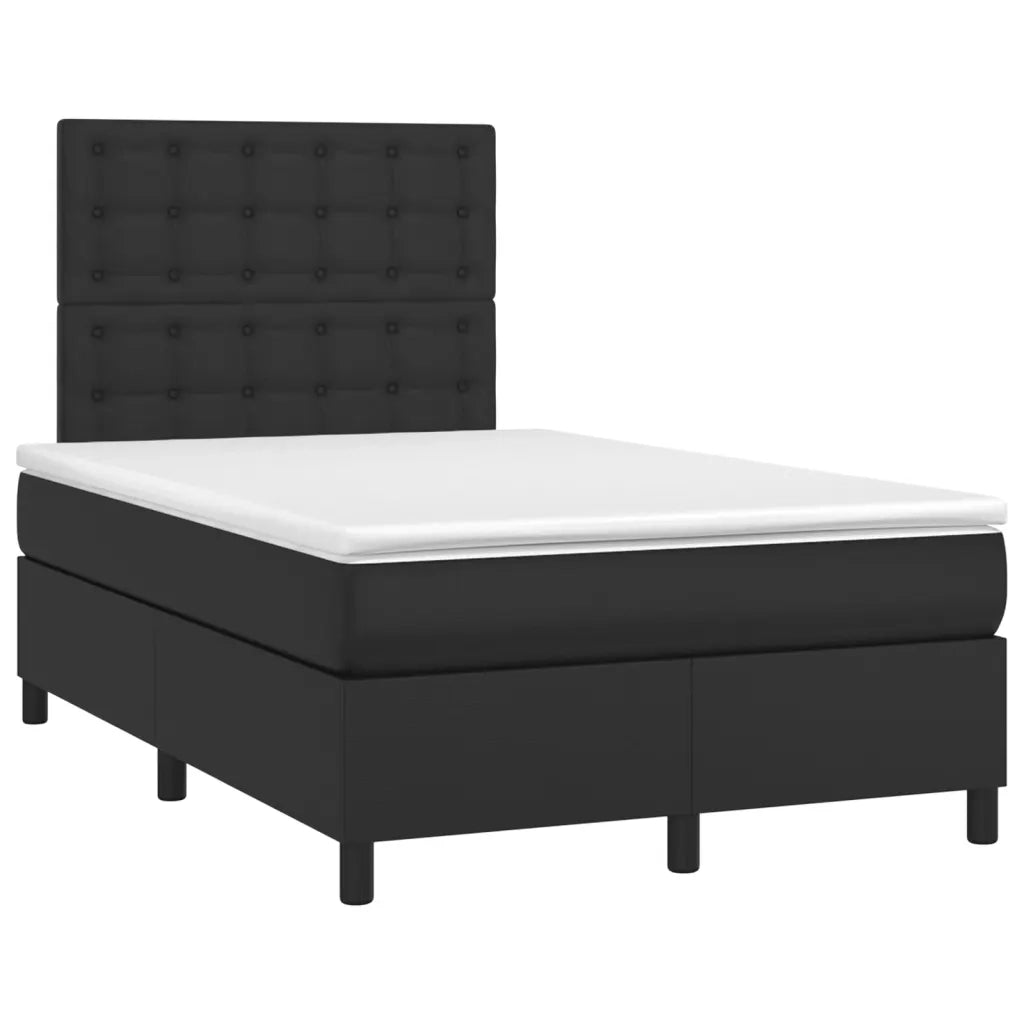 Giroletto a Molle con Materasso e LED Nero 120x200cm Similpelle 3135933