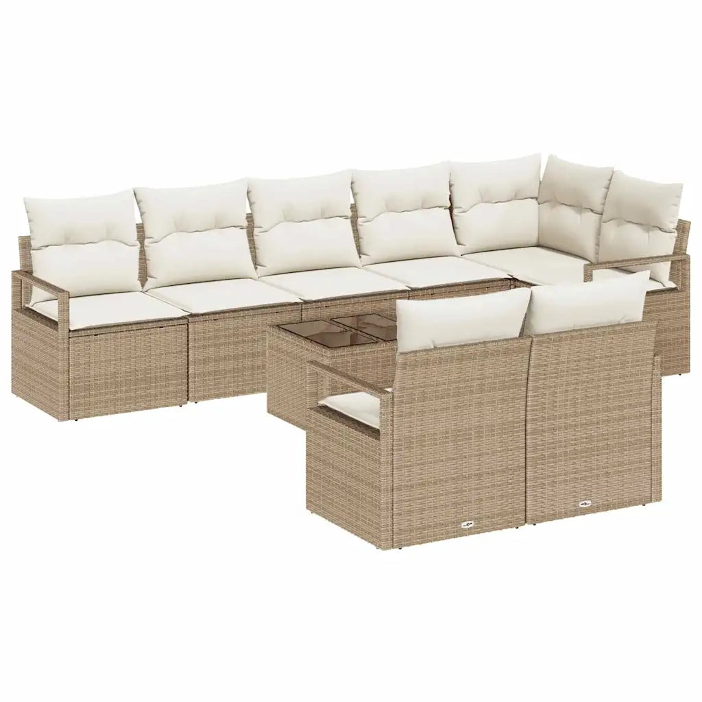 Set Divano da Giardino 9 pcs Beige e Crema polyrattan 3355110