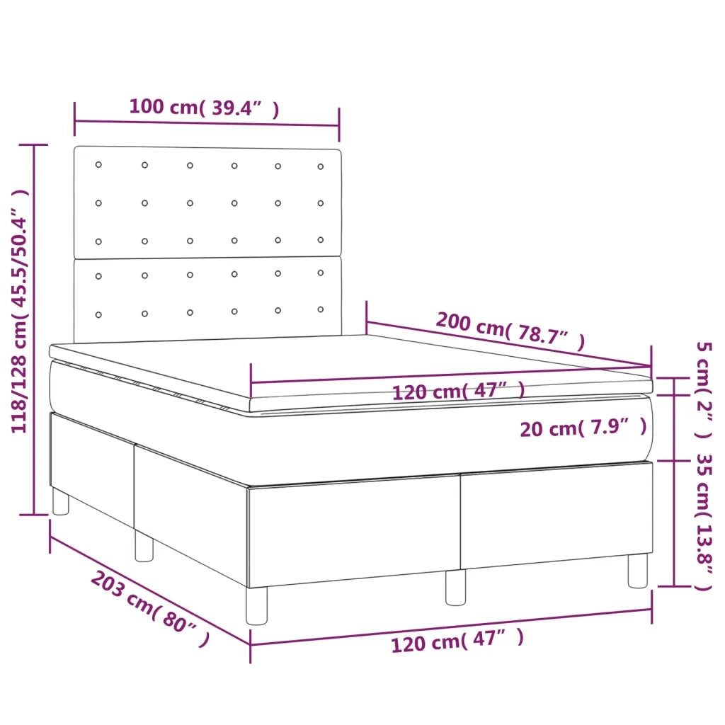 Giroletto a Molle con Materasso e LED Nero 120x200cm Similpelle 3135933
