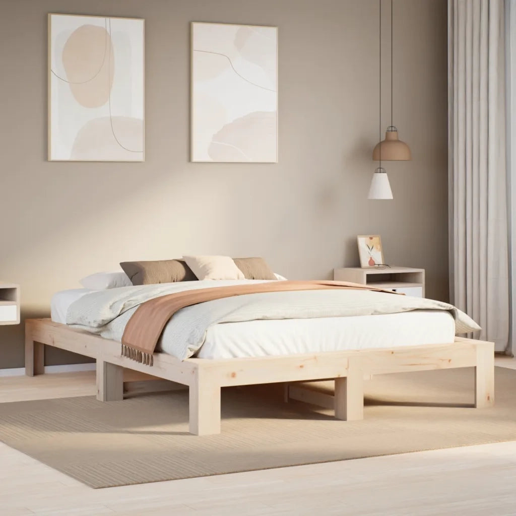 Letto senza Materasso-Struttura Letto 140x190 cm in Legno Massello di Pino 237188