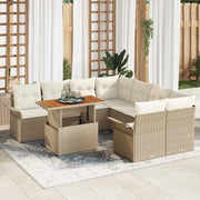 Set Divano da Giardino 9 pcs Beige Poly Rattan 3358052